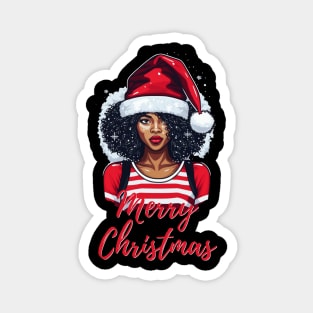 Black Woman Santa, Black Mrs Santa Claus, African American Santa, Merry Christmas Magnet