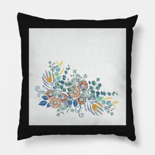 Vintage floral watercolor sticker label Pillow