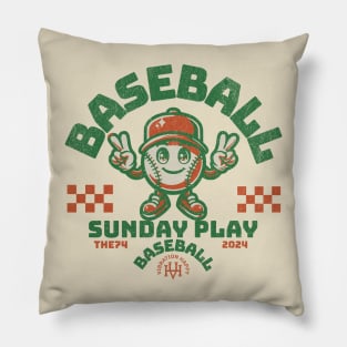 Baseball Sunday Play Grunge Print Tee Pillow