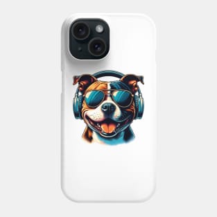 Staffordshire Bull Terrier DJ Smiling with Funky Beats Phone Case