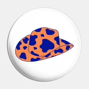 Orange and Blue cowboy hat Pin