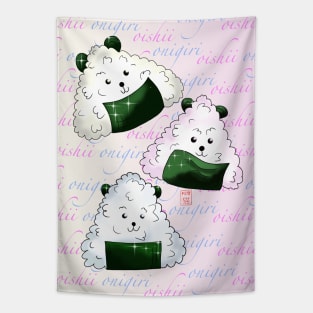 kawaii dog oishii onigiri rice balls Tapestry