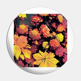 Autumn Flowers and Leaves Pin