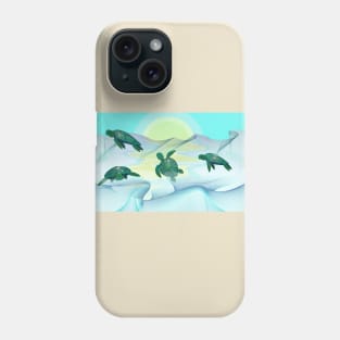 Sea turtles swimming family Phone Case