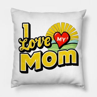 I love my Mom, fun heart and sun print shirt Pillow