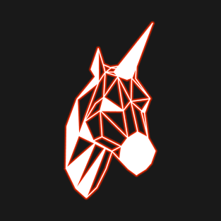 Low Poly Line Unicorn Red Light T-Shirt