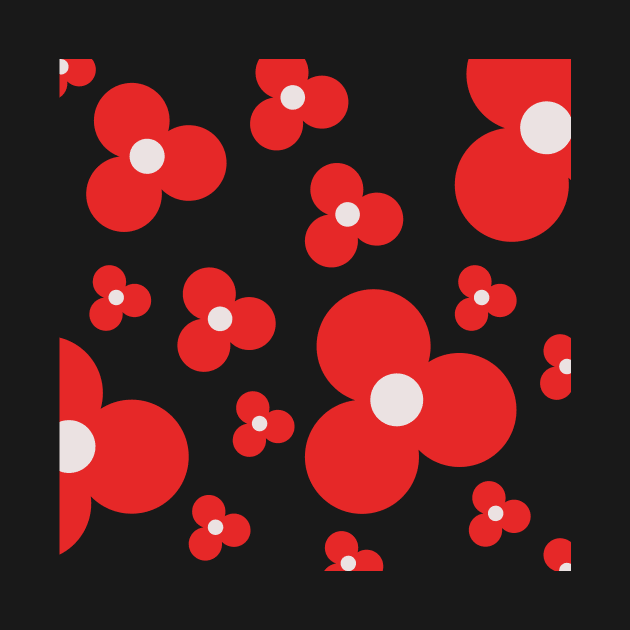 red minimalist pop art flower pattern by pauloneill-art