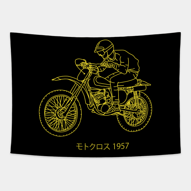 Vintage Moto Cross Tapestry by kalemstudio