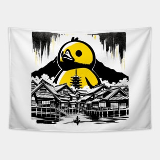 Japanese Big Duck Monster Pun Funny Duck Tapestry