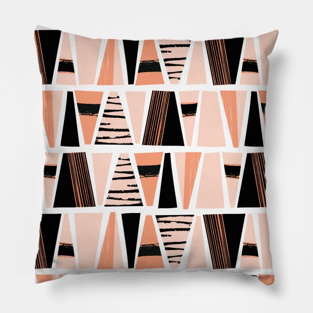 Black and Pink Block Stripes Pillow by Sandra Hutter Designs