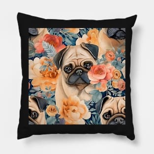 Cute Pug & Flowers Coffee Mug Pillow