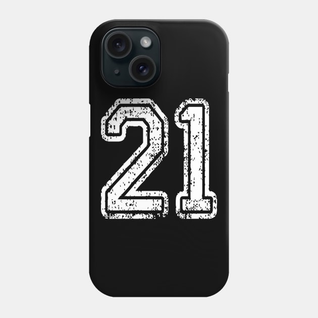 Number 21 Grungy in white Phone Case by Sterling