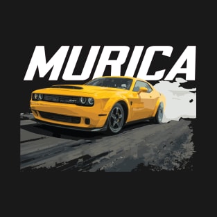 MURICA  Charger challenger Hellcat Widebody SRT yellow jacket burnout 1/4 mile drag T-Shirt