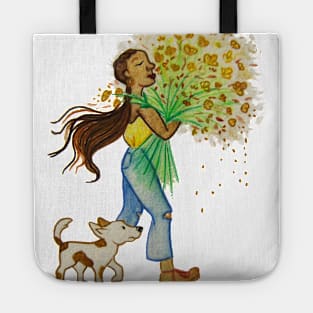 Spring Girl Illustration Tote