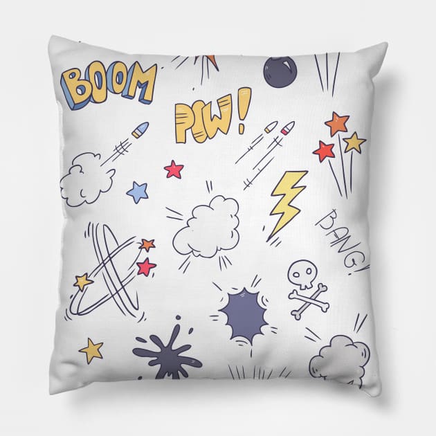 Comic Speech Set Pillow by Olya Yatsenko