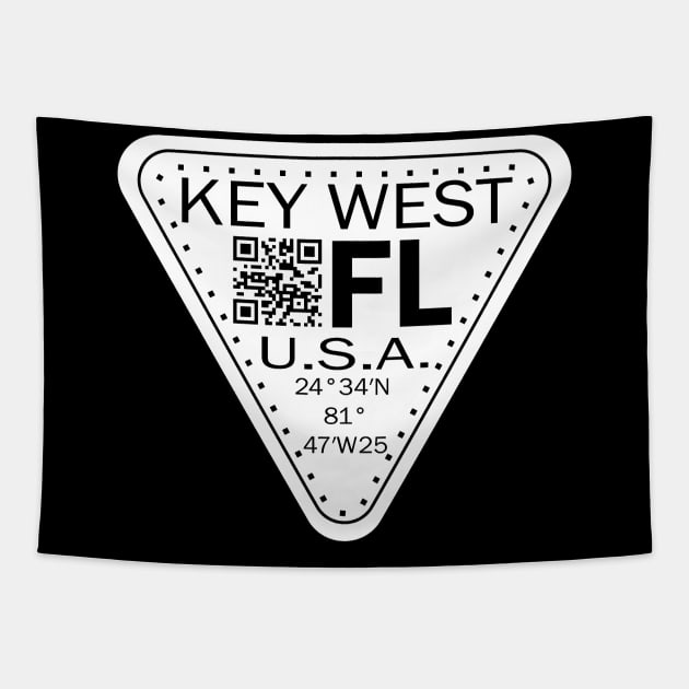 New Vintage Travel Location Qr Key West FL Tapestry by SimonSay