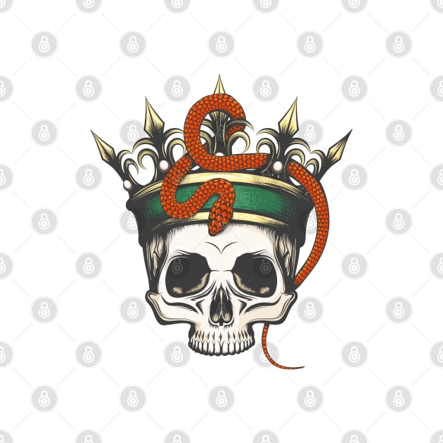 Skull in Crown and Snake by devaleta