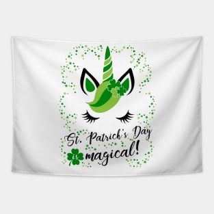 St Patricks day is magical! Cute & Funny Unicorn T Shirt Tapestry