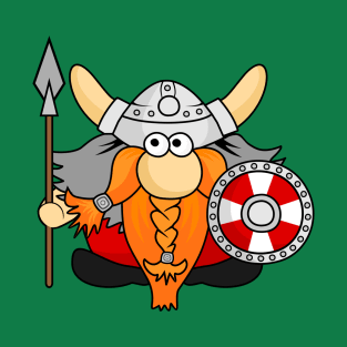 Funny Little Viking Warrior Cartoon Illustration T-Shirt