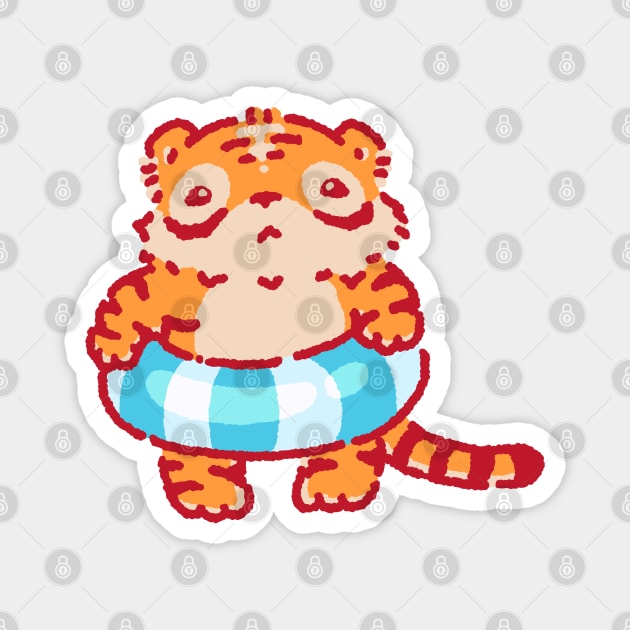 Tiger with a floater Magnet by Tinyarts