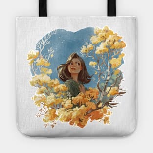 Yellow flower girl Tote