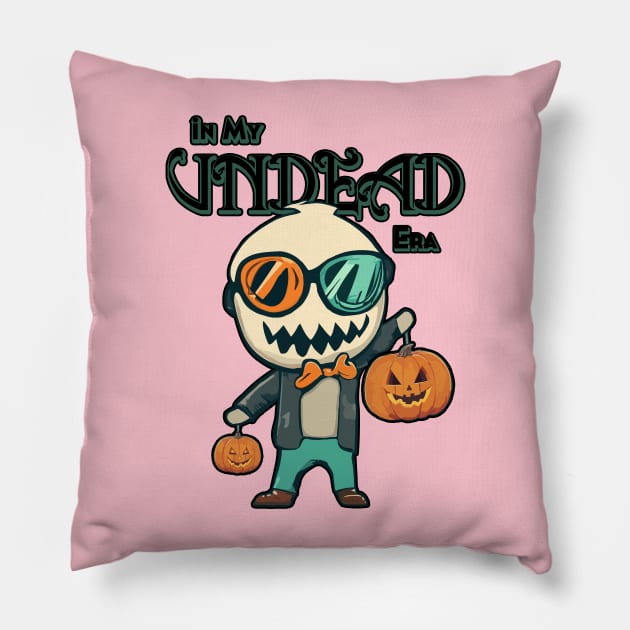In My Undead Era Tee for Halloween Spooky Zombie Pillow by KromADesign