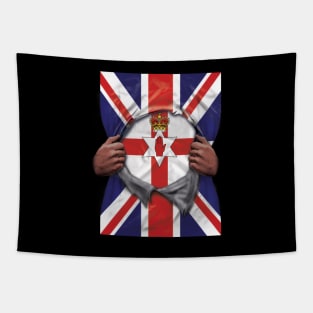 Northern Ireland Flag Great Britain Flag Ripped - Gift for Irish From Northern Ireland Tapestry