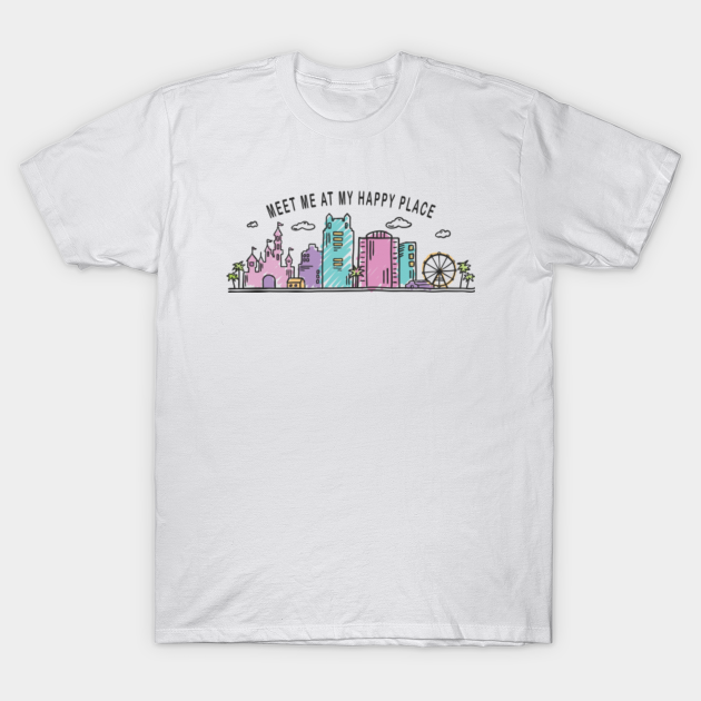 Discover Meet me at my Happy Place Orlando Skyline Hand Drawn Style - Disney Sticker - T-Shirt