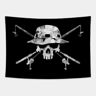 Fishing Skull Logo Tapestry