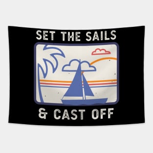 Sailing Boat Sails Captain Retro Sailors Tapestry