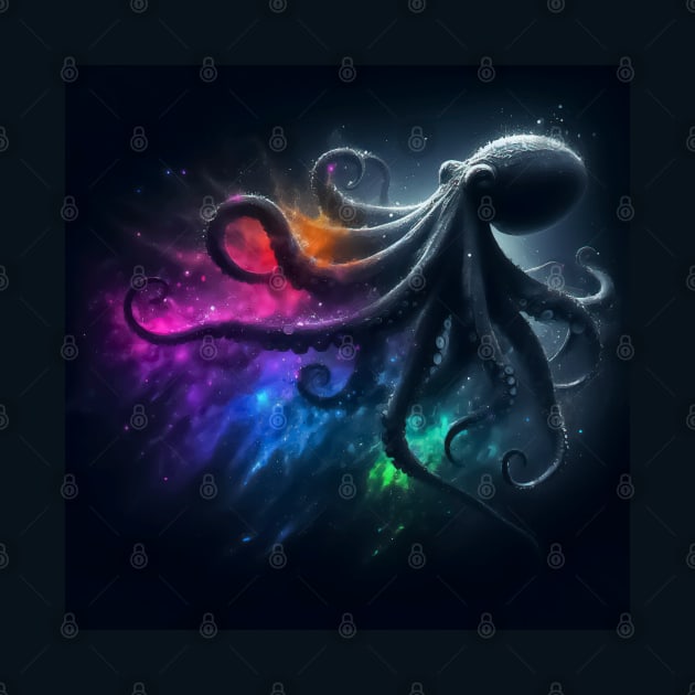 Monochromatic Octopus Rainbow Color Splash by TomFrontierArt