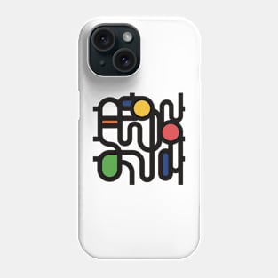 Abstract pattern in futuristic stylewith black lines and some colors Phone Case