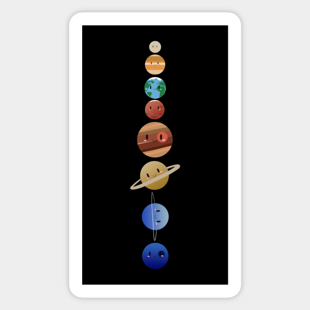 Cute Solar System - All Lined Up - Space - Sticker