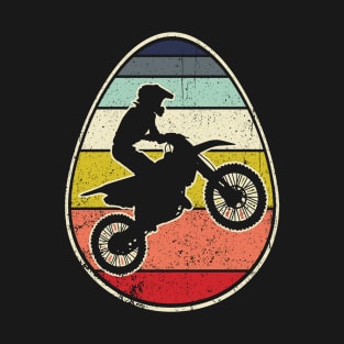 Retro Vintage Motocross Player Easter Eggs Family Kids T-Shirt