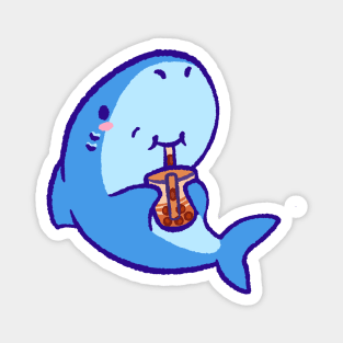 Cute shark drinking boba tea Magnet