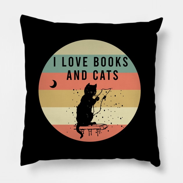 I love books and cats Pillow by cypryanus