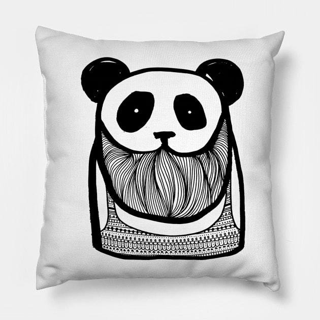 Bearded Panda Pillow by BahKadisch