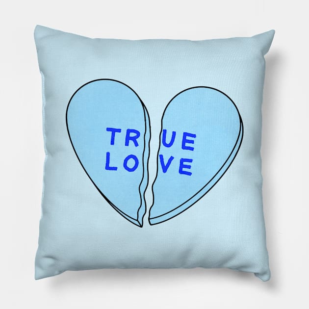 Broken Candy Heart Blue Pillow by Gold Star Creative