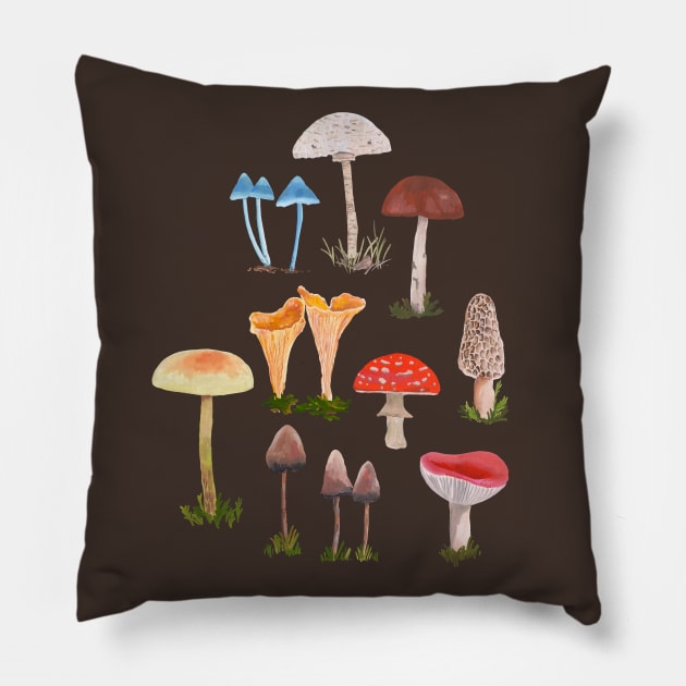 Mushrooms Pillow by Das Brooklyn