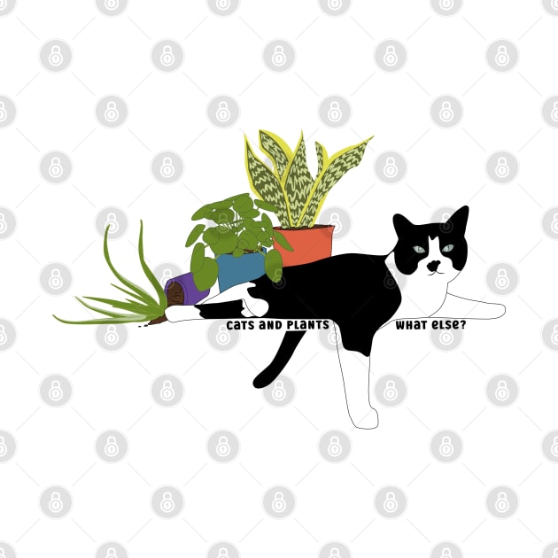Cats and Plants what else tuxedo cat by TooCoolUnicorn