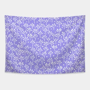 White flowers on purple background Tapestry