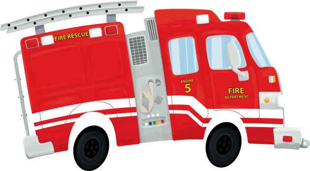 Cute Firetruck Design Kids T-Shirt by NPolandDesigns