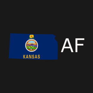 Kansas Flag State Outline AF (white) T-Shirt