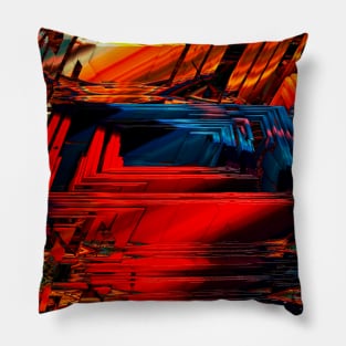 Fractal depicting a computer processor socket. IT fashion. Many repeating squares and lines with iridescent colors. Fractal geometry print Pillow