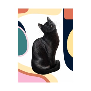 Black cat on modern background T-Shirt