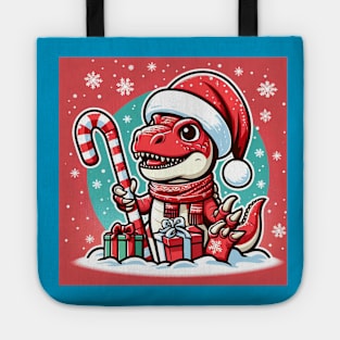 Red Christmas T-Rex Tote