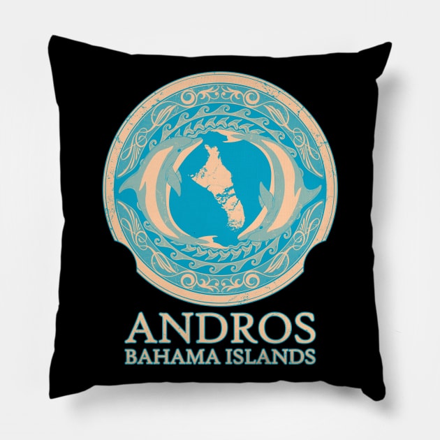 Andros Bahamas Dolphins Pillow by NicGrayTees