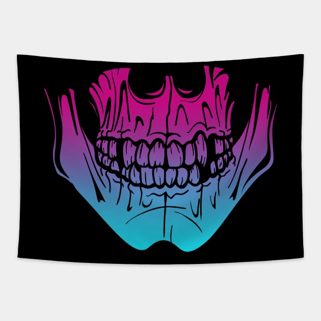 Skeleton Teeth and Jaw Vaporwave Tapestry by aaallsmiles