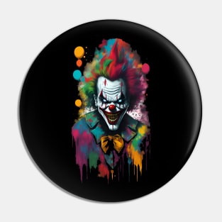 Evil demon clown from hell color blast Pin