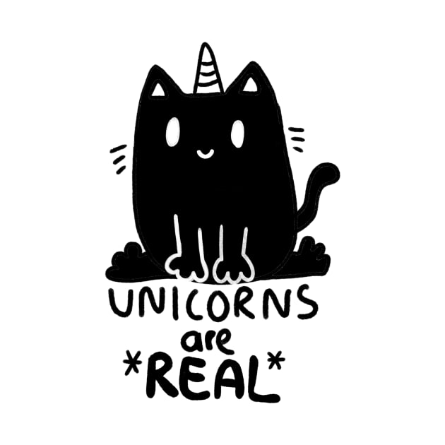 Unicorns are real ! cute, black caticorn by loulou-artifex